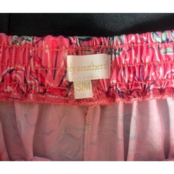 Simply Southern Seashell Shorts Pull On Pink w/ Blue Tassels Pockets - Size S/M - Picture 2 of 3